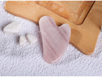 Pembe Kuvars Kalp Model Gua Sha Masaj Taşı